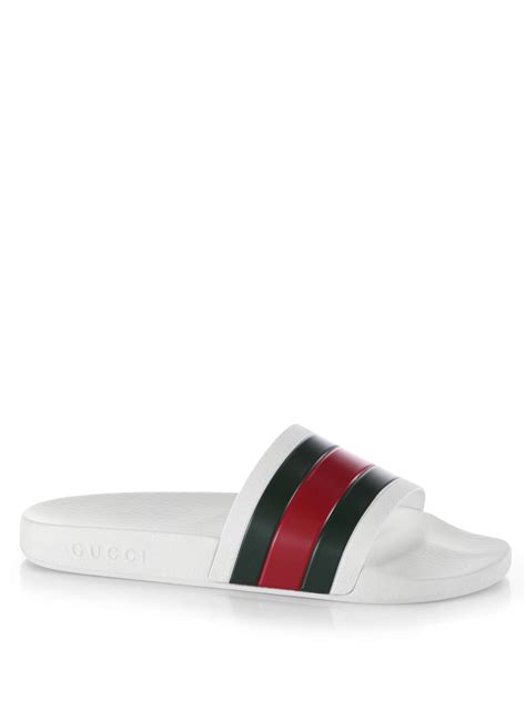 white gucci pursuit slides|saks fifth avenue Gucci slides.